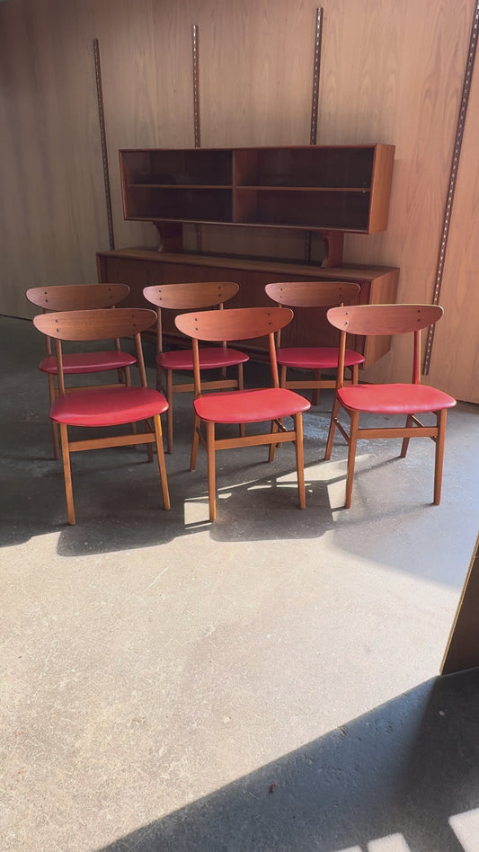 1960s Danish Teak and Beech Dining Chairs by Farstrup with New Leather