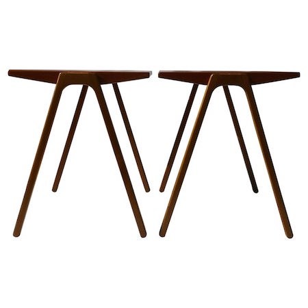 Minimalist Danish teak and oak side tables