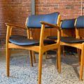 1960s Danish Teak and Leather Dining Chairs by Erik Buch