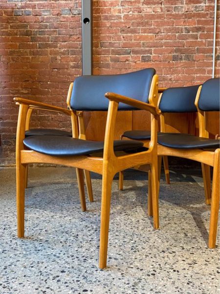 1960s Danish Teak and Leather Dining Chairs by Erik Buch