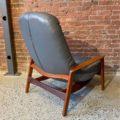 1960s Mid Century “Scoop” Teak and Leather Lounge Chair by R Huber