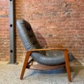 1960s Mid Century “Scoop” Teak and Leather Lounge Chair by R Huber