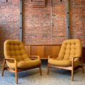 Pair of 1960s Teak “Scoop” Lounge Chairs by R Huber