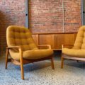 Pair of 1960s Teak “Scoop” Lounge Chairs by R Huber