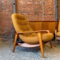 Pair of 1960s Teak “Scoop” Lounge Chairs by R Huber