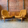 Pair of 1960s Teak “Scoop” Lounge Chairs by R Huber