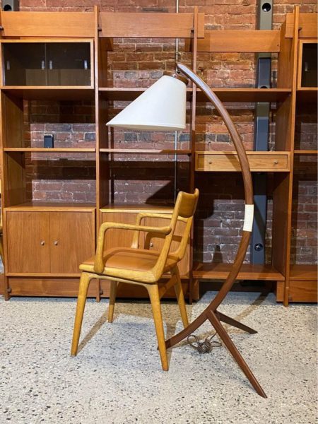 1960s Mid Century Teak “Bow” Floor Lamp