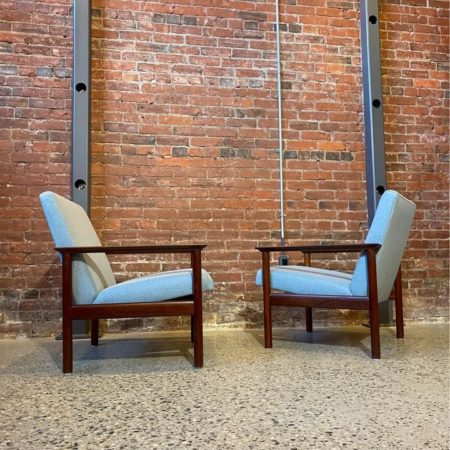 Pair of 1960s Afromosia Teak Danish Lounge Chairs