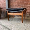 1960s Danish Teak and Leather “Bwana” Ottoman Stool by Finn Juhl