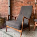 1960s Norwegian Afromosia Teak Reclining Lounge Chair and Ottoman