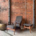 1960s Norwegian Afromosia Teak Reclining Lounge Chair and Ottoman