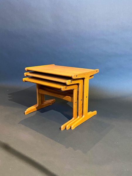 1960s Danish Solid Teak Nesting Side End Tables