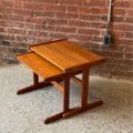 Pair of Solid Teak Nesting Side End Tables