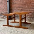 Pair of Solid Teak Nesting Side End Tables