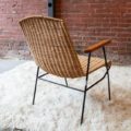 1950s Wrought Iron, Wood, and Rattan Arm Chair
