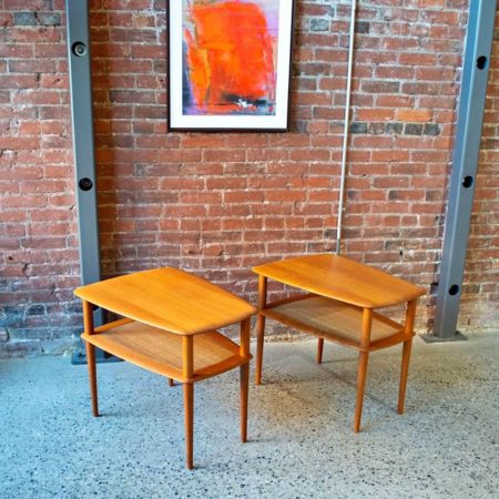 Pair of 1960s Solid Teak Side End Tables by Peter Hvidt