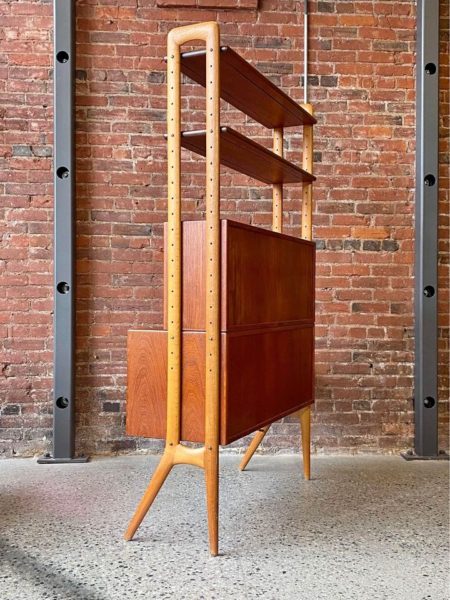 1960s Danish Teak and Oak Freestanding Desk Shelving Unit by Kurt Ostervig