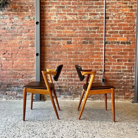 1960s Model 42 Side Chairs in Teak and Leather