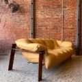 1970s Brazilian Hardwood and Leather MP131 Sofa by Percival Lafer