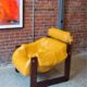 1970s Brazilian MP97 Leather High Back Lounge Chair by Percival Lafer