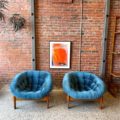 1970's Canadian Teak Tub Lounge Chairs by Huber & Co